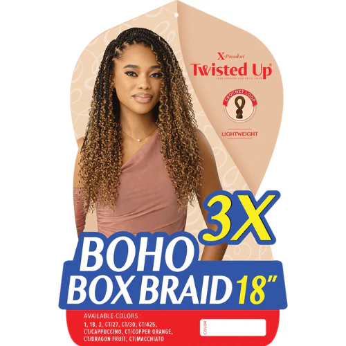 3X Boho Box Braid 18" X-Pression Twisted Up Synthetic Crochet Braids by Outre - Image 3