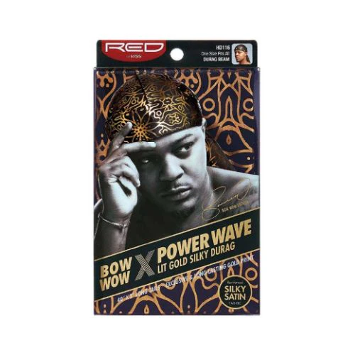 Bow Wow X Power Wave Lit Gold Silky Durag - Red by Kiss - Image 10