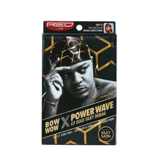 Bow Wow X Power Wave Lit Gold Silky Durag - Red by Kiss - Image 5
