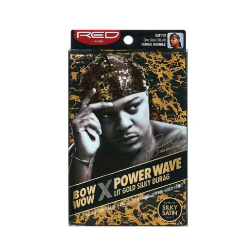 Bow Wow X Power Wave Lit Gold Silky Durag - Red by Kiss - Image 6