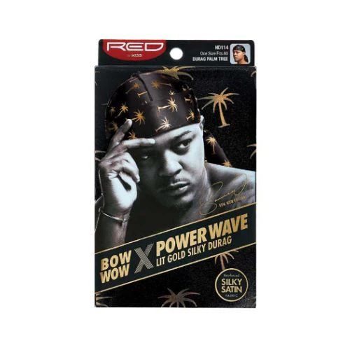 Bow Wow X Power Wave Lit Gold Silky Durag - Red by Kiss - Image 8