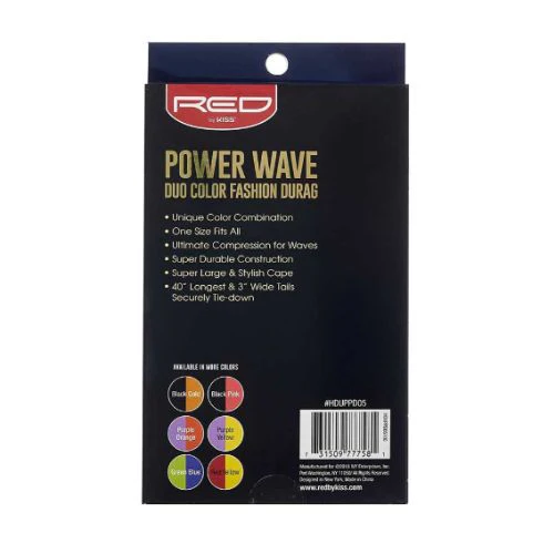 Power Wave Duo Colors Satin Durag - Red by Kiss - Image 3