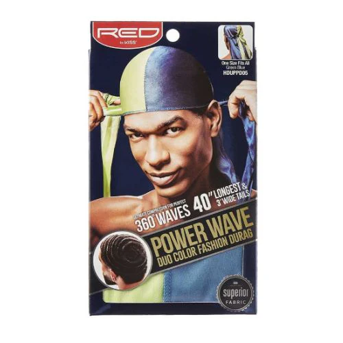 Power Wave Duo Colors Satin Durag - Red by Kiss - Image 4