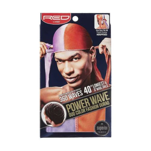 Power Wave Duo Colors Satin Durag - Red by Kiss - Image 6