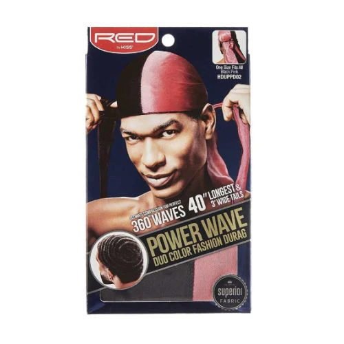 Power Wave Duo Colors Satin Durag - Red by Kiss - Image 7