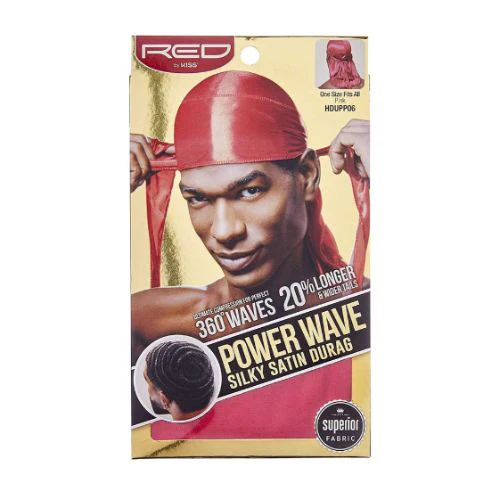 Power Wave Silky Satin Durag Solid Colors - Red by Kiss - Image 9